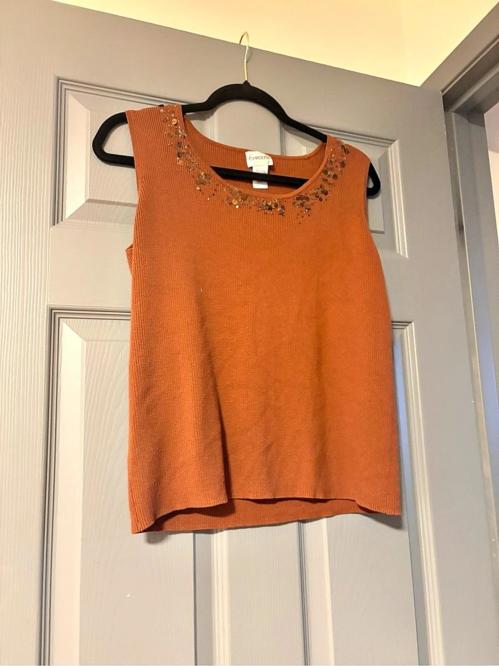 Chico's Embellished Orange Tank Top Size Small